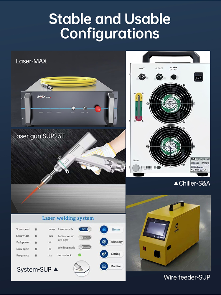Soldador láser FIYID 1500W MAX, máquina de soldadura y limpieza láser 4 en 1 con alimentador automático de alambre para metal, limpiador de soldador portátil integrado de 220 V
