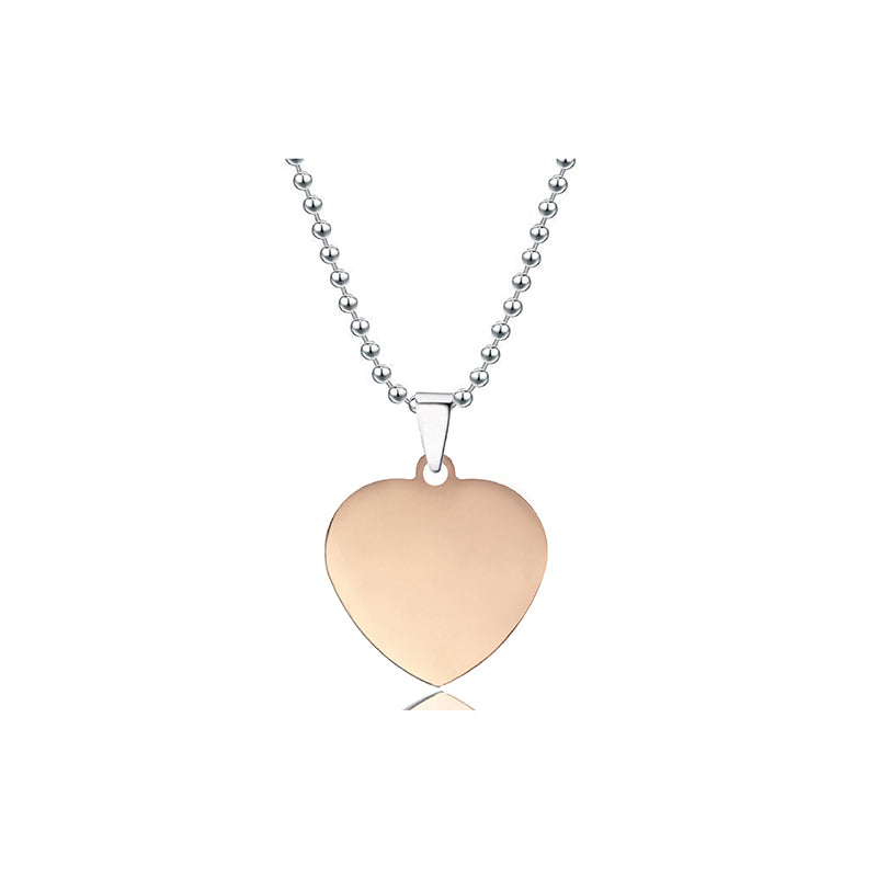 100 Pcs Titanium steel necklace 30mm heart-shaped blank wordless material Holiday gift engraved stainless steel necklace