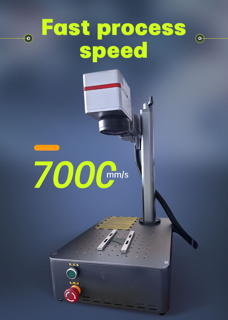 Máquina de marcado láser de fibra 20/30W/50W/100W Máquina de grabado láser de escritorio Máquina de marcado láser Máquina de grabado y marcado de metales con área de escaneo de 4.3” X 4.3”