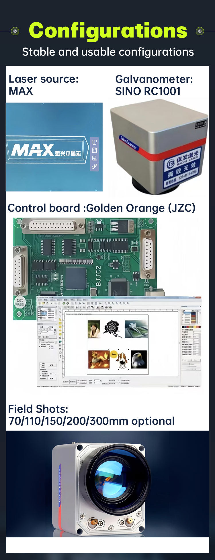 Máquina de marcado láser de fibra 20/30W/50W/100W Máquina de grabado láser de escritorio Máquina de marcado láser Máquina de grabado y marcado de metales con área de escaneo de 4.3” X 4.3”