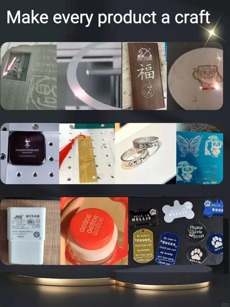 Máquina de marcado láser de fibra 20/30W/50W/100W Máquina de grabado láser de escritorio Máquina de marcado láser Máquina de grabado y marcado de metales con área de escaneo de 4.3” X 4.3”