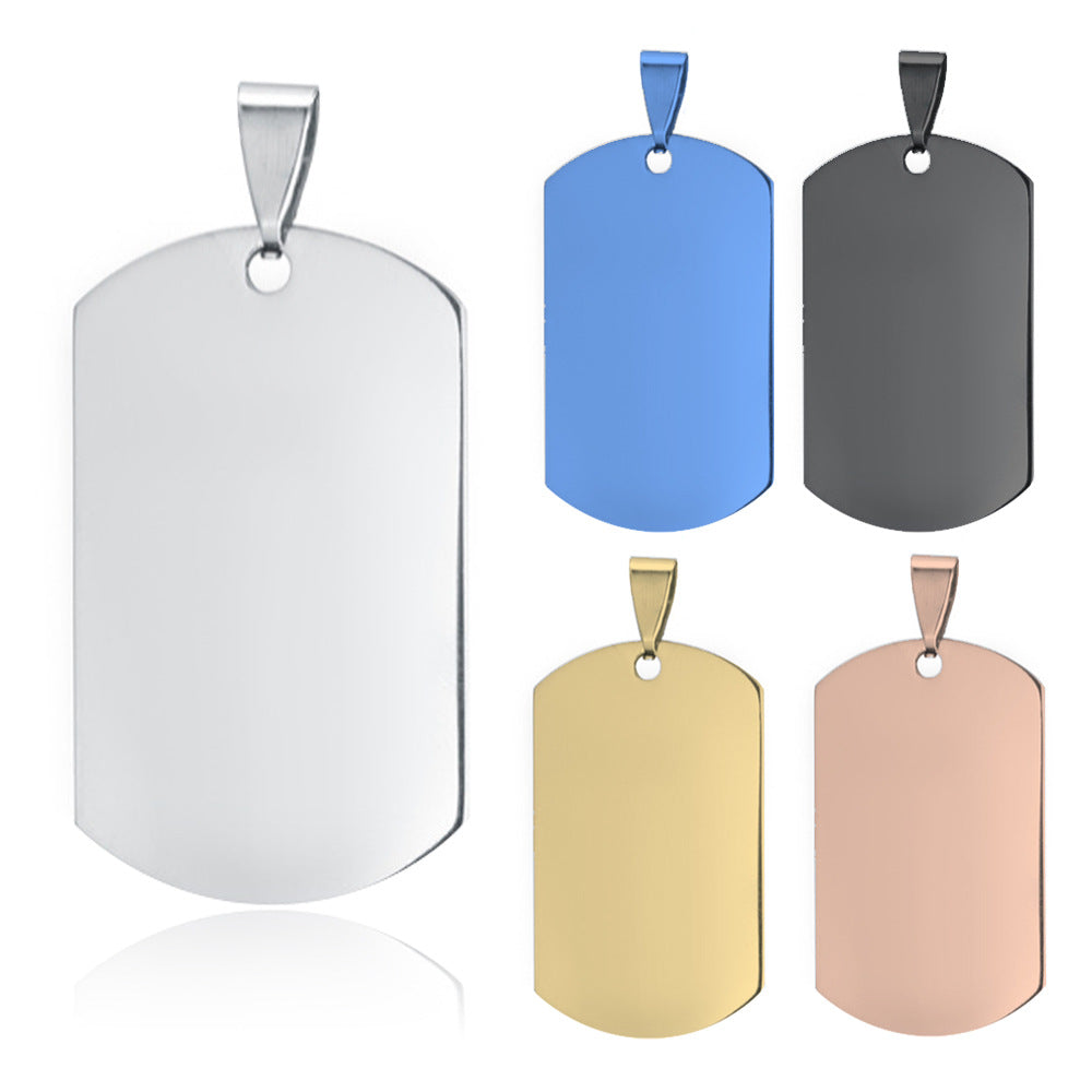 100 pcs Titanium steel dog tag pendant European and American explosive mirror  tag necklace