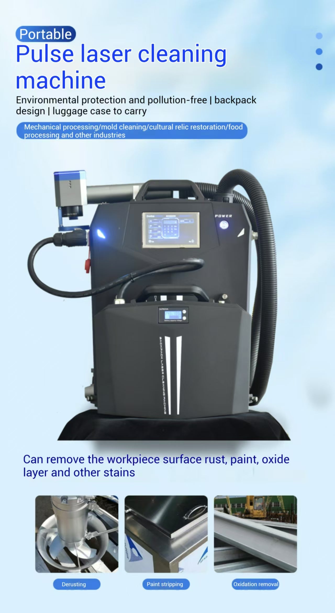 Pulse industries laser cleaner Battery included cleaning equipment metal wood paint rust removal laser cleaning machines